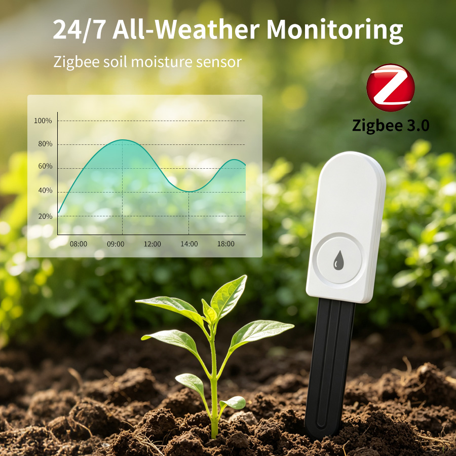 Moisture Meter Plant - เซ็นเซอร์วัดความชื้นในดินอัจฉริยะ ZigBee เครื่องวัดอุณหภูมิและความชื้น เครื่องตรวจวัดอุณหภูมิและความชื้นในดินสำหรับสวน พร้อมแอปพลิเคชันตรวจสอบแบบเรียลไทม์