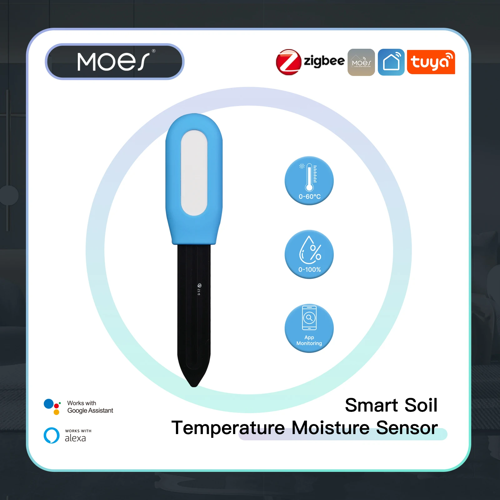 Moisture Meter Plant - เครื่องวัดความชื้นในดินเครื่องวัดความชื้นในดินเครื่องตรวจจับพืชอัตโนมัติในสวน Moes Smart Zigbee