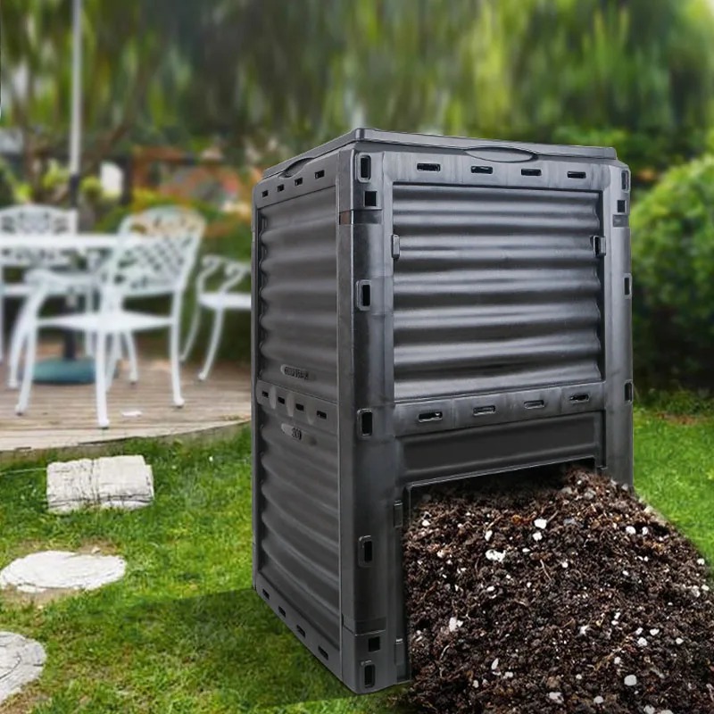Compost Bin - ถังหมักปุ๋ยในสวน กล่องหมักปุ๋ยกลางแจ้งสำหรับเศษอาหารในครัวและใบไม้ ถังหมักปุ๋ยอินทรีย์ เป็นมิตรกับสิ่งแวดล้อม