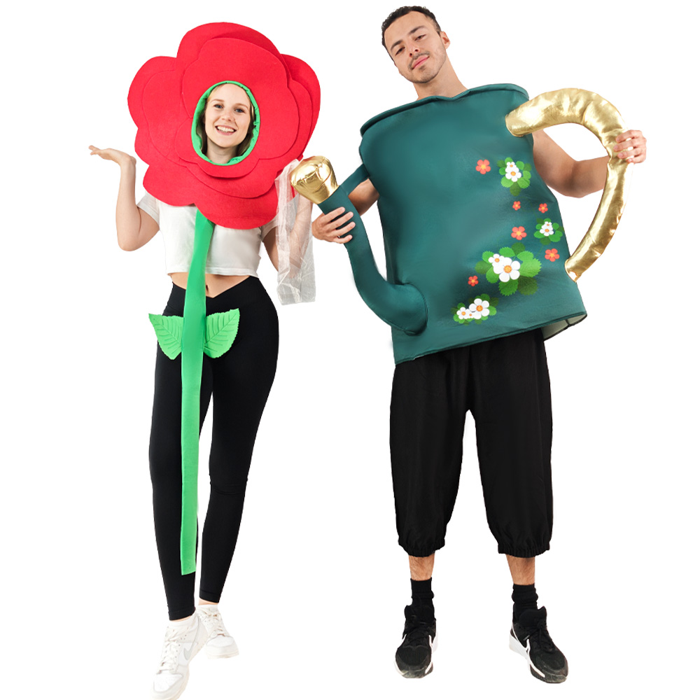 Gardening Tools Women - ชุดคอสเพลย์คู่รัก 2 ชิ้น ชุดกระบอกฉีดน้ำและชุดดอกไม้ สำหรับผู้ใหญ่ ชุดฮาโลวีน