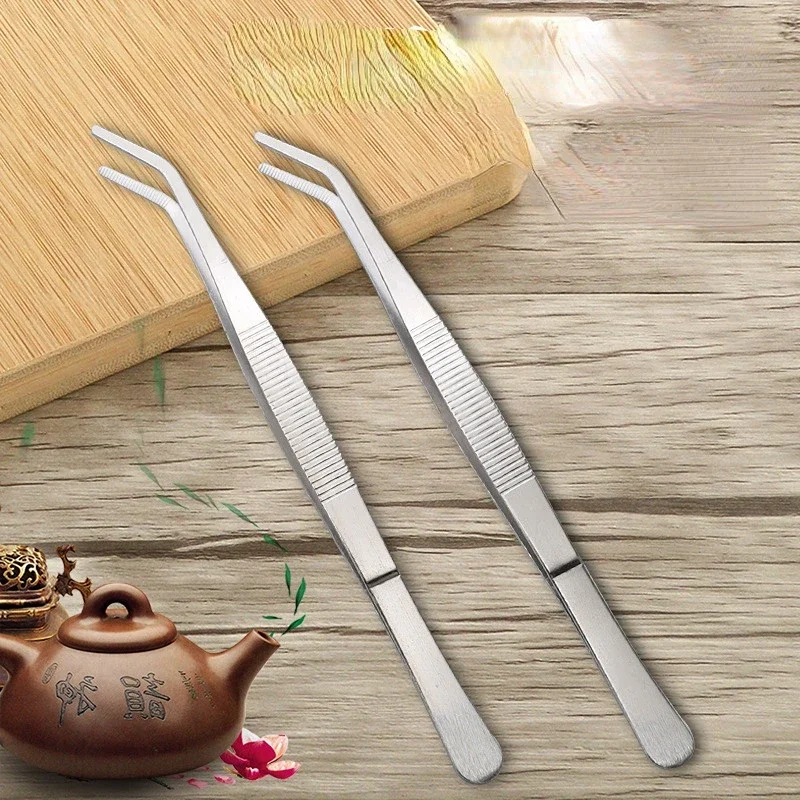 Gardening Tools Long - สแตนเลส Thicken ที่คีบอาหารชามืออาชีพกระเป๋าแหนบบาร์บีคิวคลิปเงินยาวคีมคีบอาหาร Garden BBQ เครื่องมือ