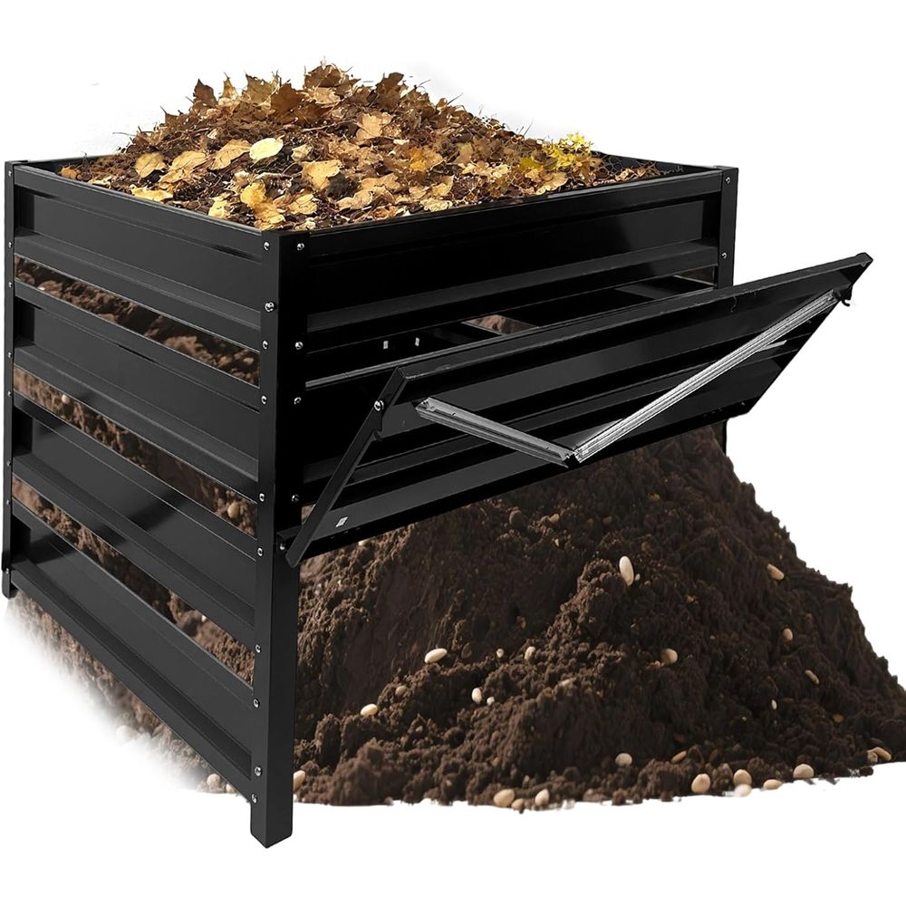 Compost Bin - ถังหมักปุ๋ยกลางแจ้ง - ถังหมักปุ๋ยตาข่ายโลหะขนาด 285 แกลลอน พร้อมเคลือบป้องกันสนิม