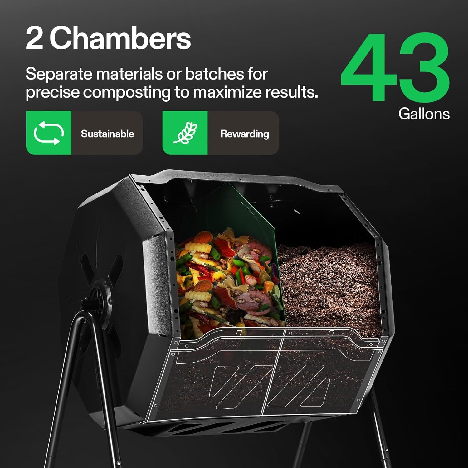 ถังหมักปุ๋ยกลางแจ้งแบบหมุนคู่  - Compost Bin บทวิจารณ์และราคา