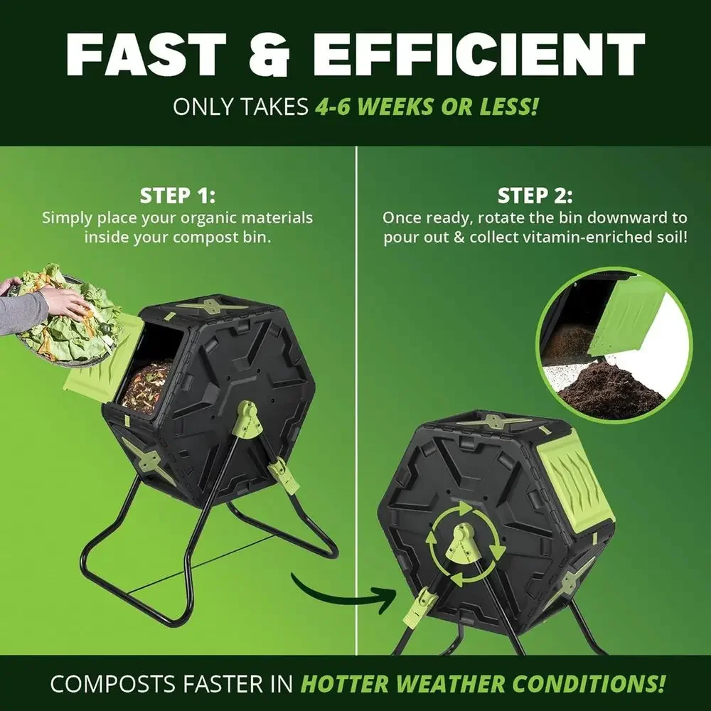 ถังหมักปุ๋ยกลางแจ้งแบบหมุนได้ข - Compost Bin บทวิจารณ์และราคา